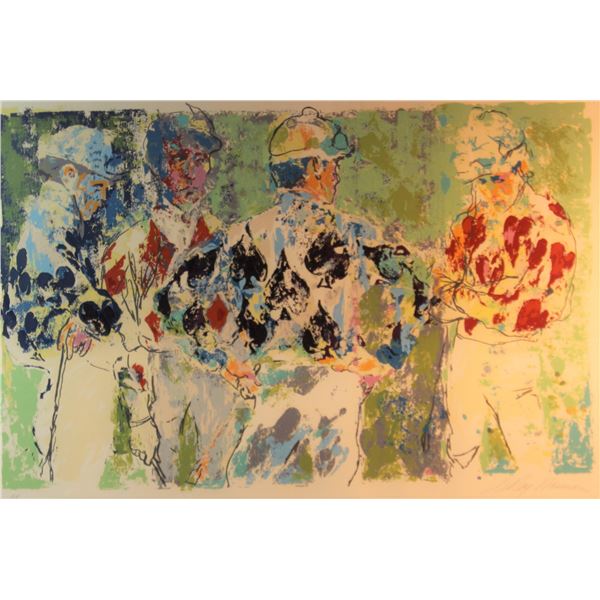 Neiman, Leroy, Four Jockeys, signed and framed AP print, 22" x 33"