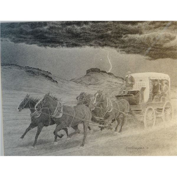 Greytak, Don original pencil drawing, Chinook, MT Stage
