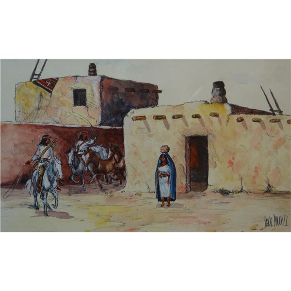 Powell, Dave, watercolor, Return of The Raiders, 6" x 9"