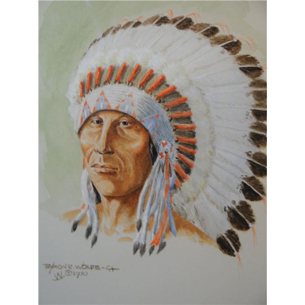 Wolfe, Byron watercolor w/remarque, 8.5" x 6"