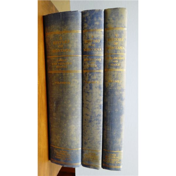 Burlingame & Toole, A History of Montana, 3 vols., 1957, slight yellowing of spine, otherwise near f