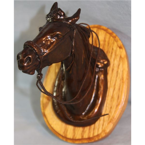 CM Russell bronze sculpture, Horse w/ Hackamore, wall mount, 113/500, 24/30, 3" h