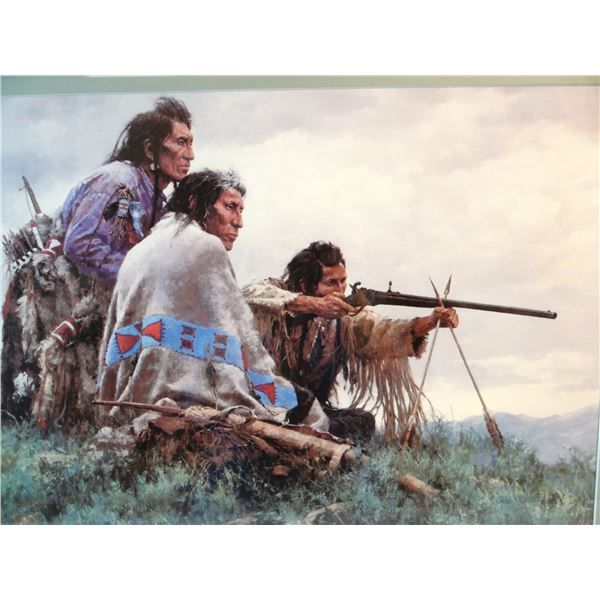 Terpning, Howard, signed & framed print, The Long Shot, 1982, 14" X 18"