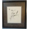 Image 2 : James, Will original pencil drawing, Taking The High Dive, unsigned, 8" x 9 1/2",  framed
