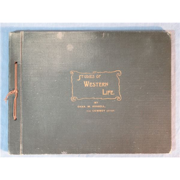 Russell, C. M. book, Studies of Western Life, green hard cover in slip cover,