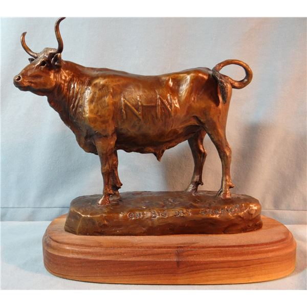 Scriver, Bob bronze, On Big Dry Creek, Longhorn steer branded N-N, 1993, 93/100, 10" h x 11" w