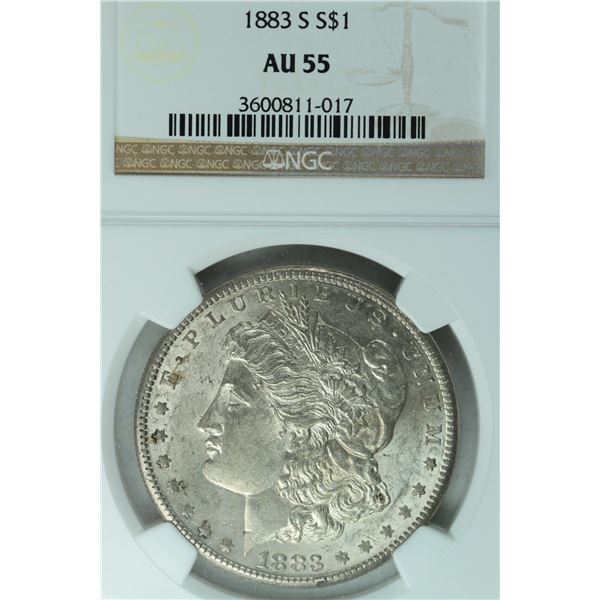 1883 S Morgan, NGC AU 50