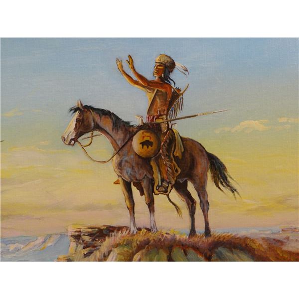 Cheek, C. R., oil on canvas, Praying Northern Plains Warrior, 18" x 22", 1976