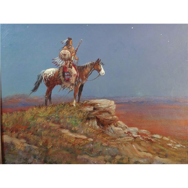 Cheek, C. R., oil on board, Night Warrior, 12" x 14 "