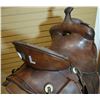 Image 2 : Heiser 13" saddle w/original saddle pockets, belonged to Dorothy Leipheimer, Butte.