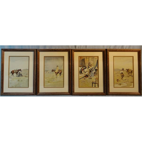 Russell, Charles M. 4 print set, Sunshine Series, Just A Little Sunshine, Just A Little Rain, Just A