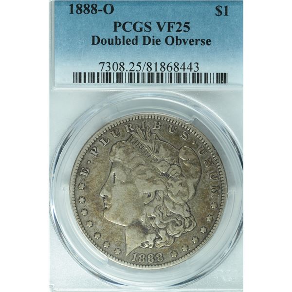 1888 O Morgan double die obverse, PCGS VF25