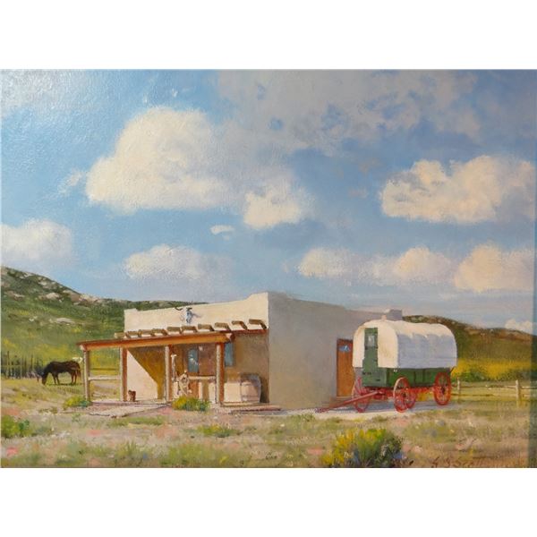 Scott, Steve, oil on board, Jay Contway's 4C Bunkhouse, 12" x 16"