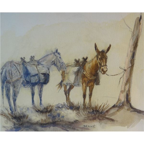 East, Barbara, watercolor, Waiting Game, 9" x 10", unframed in mat