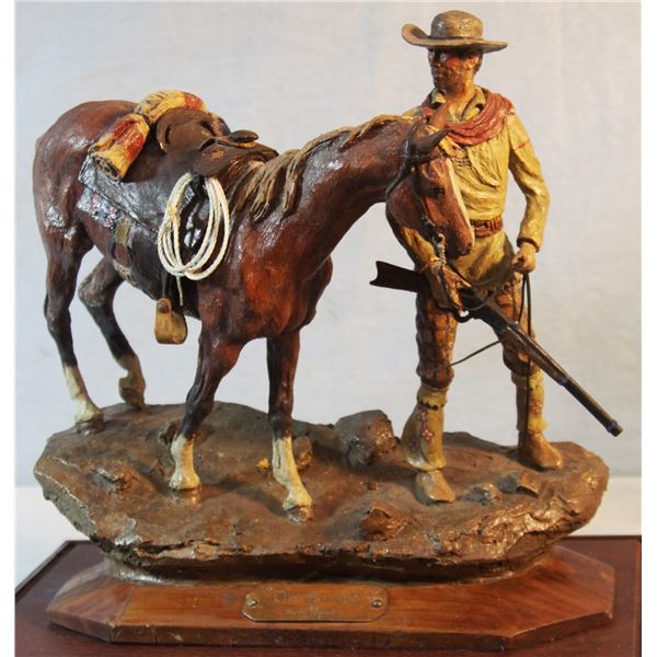 Heikka, E. E.  resin sculpture, On Guard, 1939, 10" h x 12" w x 4" d, cast by James & Frances Huff,