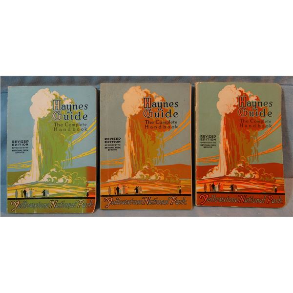 1922, 1928 & 1929 Haynes, F. J.  Guide to Yellowstone National Park booklet, soft cover, good
