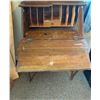Image 2 : Oak secretary w/bev. mirror, 50” h x 28” w, restorable