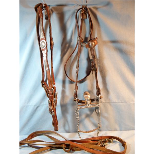 Victor Ario sterling silver mtd headstall w/matching martingale w/fancy sterling silver mted spade b
