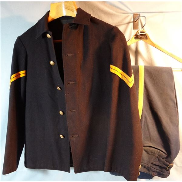 U. S. Cavalry Corporal 5 button coat and pants, ca. 1870's, belonged to Hershall Vance, Grantsdale, 