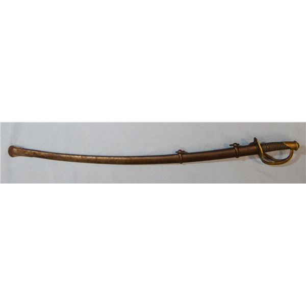 U. S. Cavalry 36" saber w/scabbard, ca. 1850's, brass hilt, marked Ames Mfg., Cabotville, ADK, US
