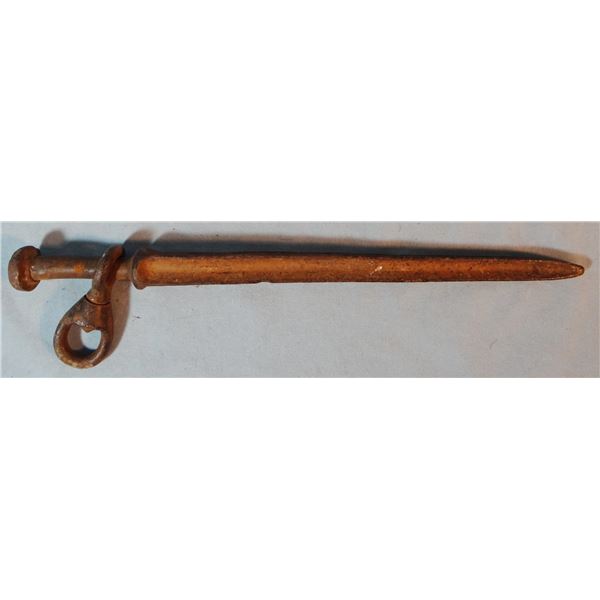Iron picket pin and tether rope, pin ca. 1892, rope is newer and extra tether pin