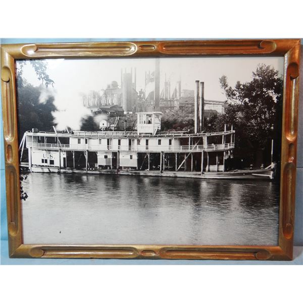 Vintage steamboat photo, 13" x 18", possibly on Mississippi River
