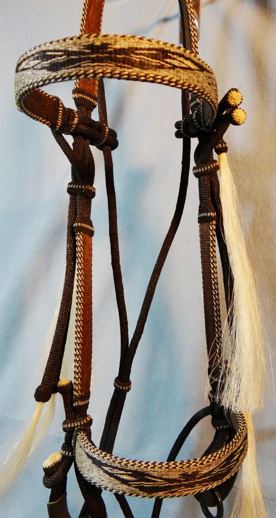 Deer Lodge prisonmade hitched horsehair bridle w/braided reins
