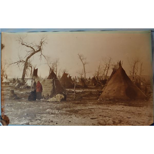 Huffman, L. A. photo, 1879, Camp of Spotted Eagle, Sioux, Tongue River Valley, 15" x 24", hand tinte