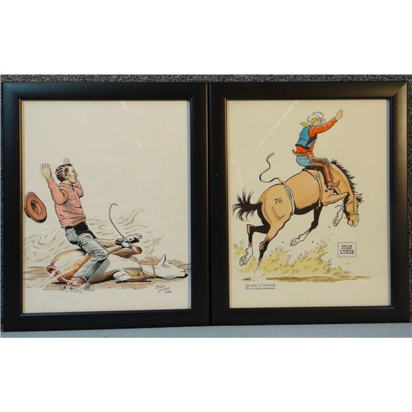 Lynde, Stan 2 original colored drawings, 1976 & 1986, 8" x 10" each