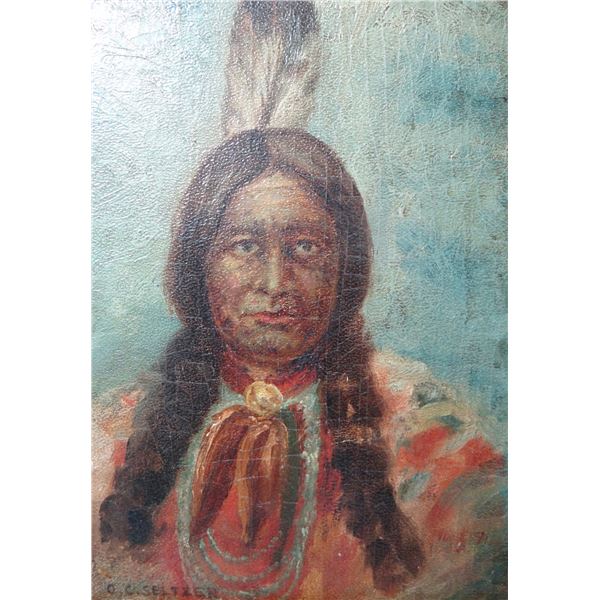 Seltzer., O. C. original oil, Indian Portrait, 6" x 8 1/4"