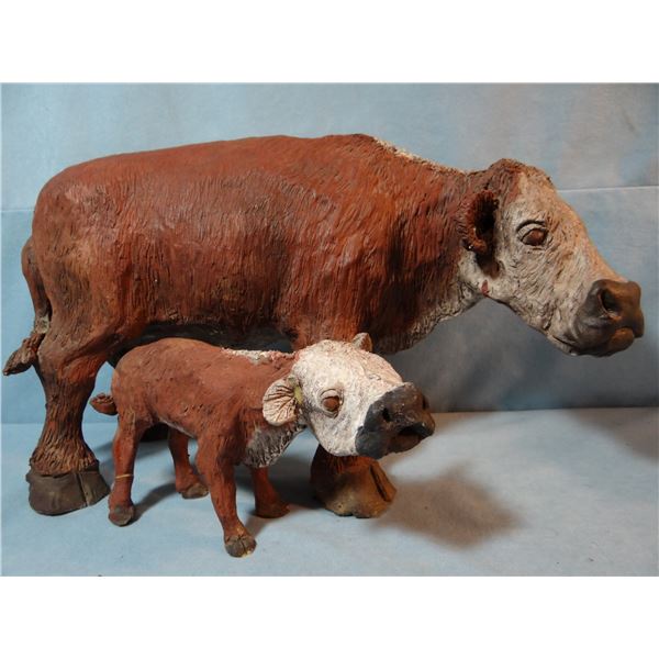 Cow/calf sculpture, concrete