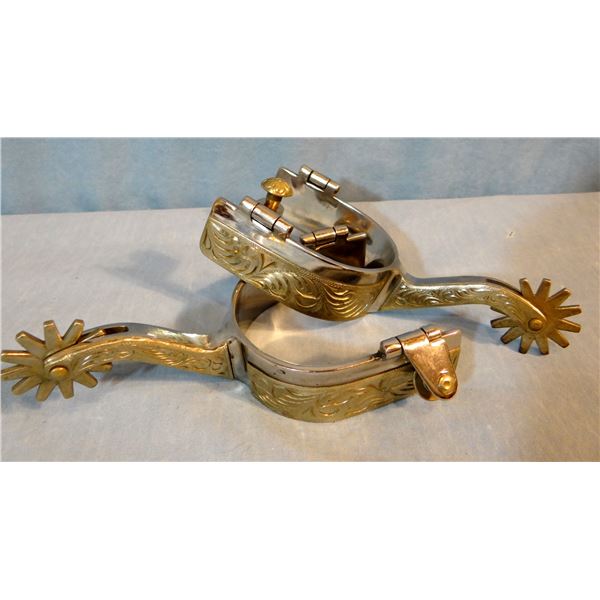 Goose-neck silver mtd. spurs, like new, unmarked