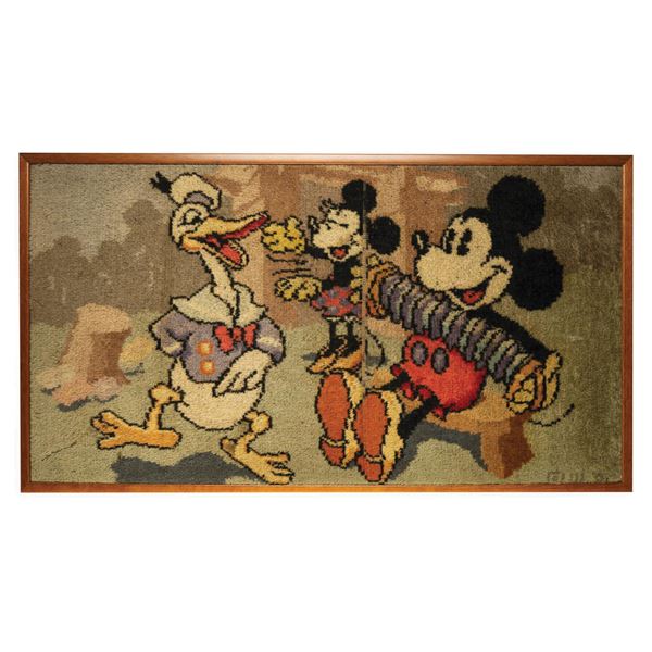 Donald, Minnie, and Mickey Tapestry Rug.