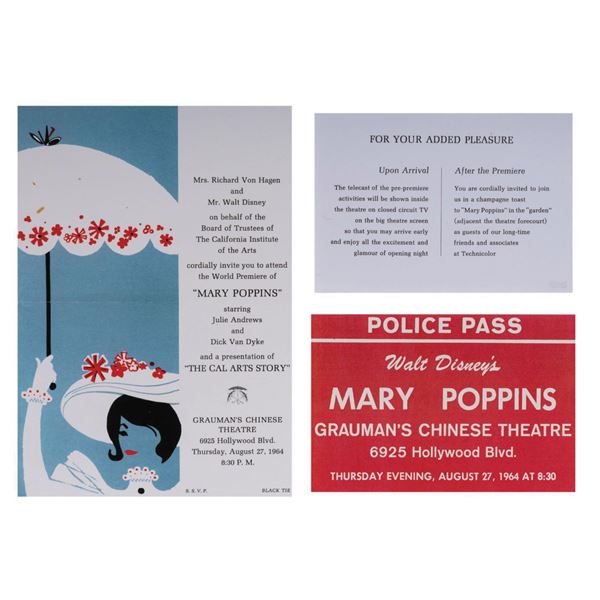 Mary Poppins World Premier Invitation Reproduction.