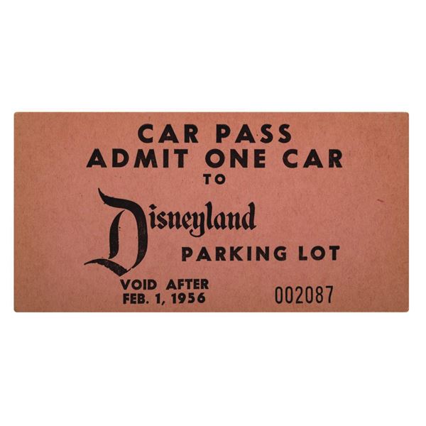 1956 Disneyland Parking Lot Car Pass.