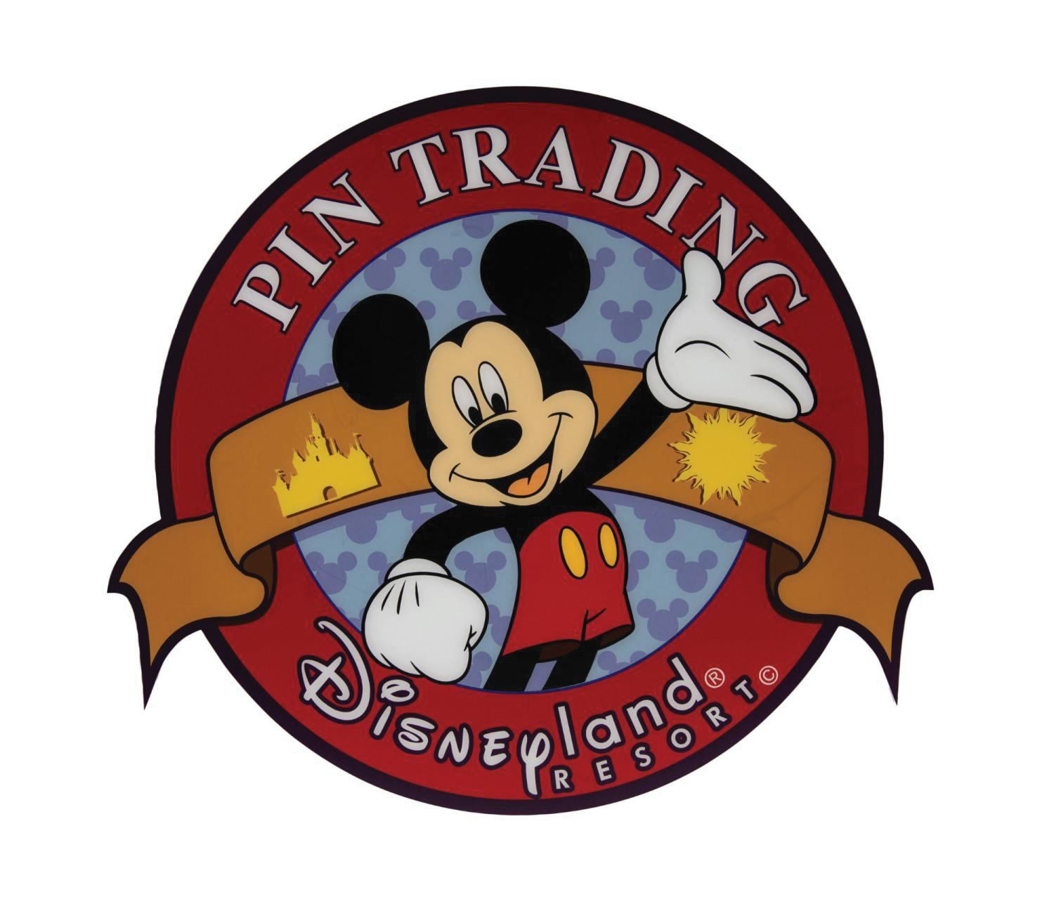 Pin Trading at Disneyland Sign.