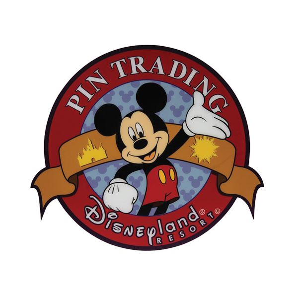 Pin Trading at Disneyland Sign.