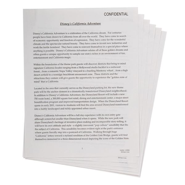 California Adventure Prospectus Documents.