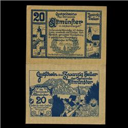 1920 Austria Altmunster 20 Heller GEM Rare Note (COI-3499)