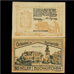 1920 Austria Buchkirchen 50 Heller GEM Rare Note (COI-3504)