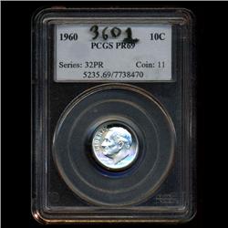 1960 Roosevelt Dime Proof Coin Graded PR69 (COI-3601)