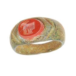 Rare Ancient Roman Bronze Horse Intaligo Ring 1700 Y/O (ANT-783)