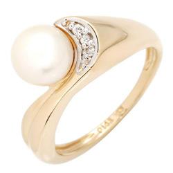 Exquisite White Pearl Diamond Ring $2495 Retail (JEW-355)