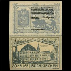 1920 Austria Buchkirchen 20 Heller GEM Rare Note (COI-3505)