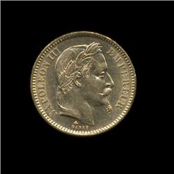 1864A France Napoleon Gold 20 Franc Uncirculated Coin (COI-1455)