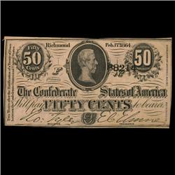 1864 Scarce Confederate 50 Cent Note (COI-3094)