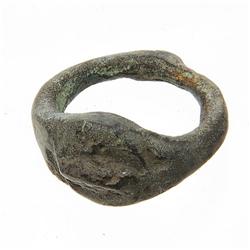 Rare Ancient Byzantine Bronze Ring 1200 Y/O (ANT-796)
