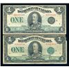 Image 1 : Dominion of Canada $1.00 1923 A Pair of DC-25 Banknotes VG-VF