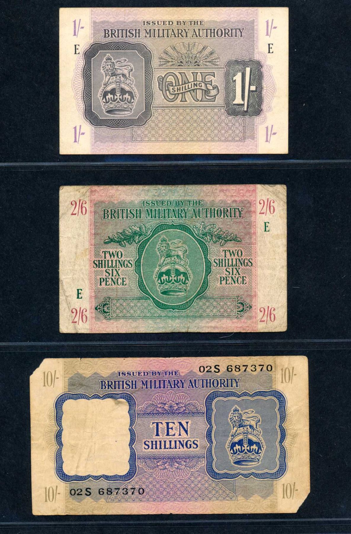 Great Britain 1943 A Lot of 3 Mixed Value Military Script