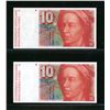 Switzerland 10 Francs 1980. A Pair of P-53b.54 Banknotes Ch-Unc